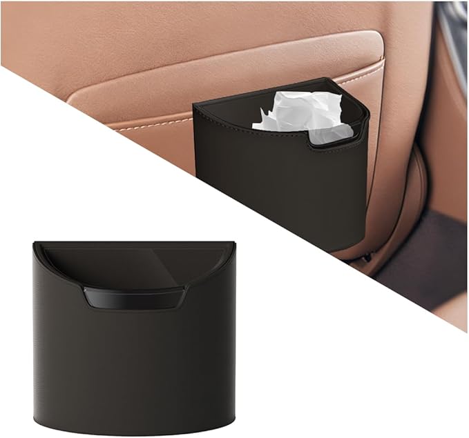Car Trash Can, Multipurpose Leakproof Hanging Vehicle Garbage Can with Removable Liner, Waterproof Automotive Interior Dustbin Garbage Container, Universal for SUV Van Truck (Brown)