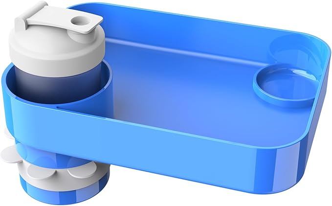 Kids Car Travel Tray Square for Kids Car Seat Snacks Trays, Car Seat Tray with Cup Holders for Toddler, Stroller, Tesla Travel Must Have (blue)