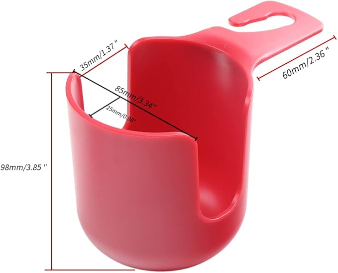 Car Seat Headrest Hook Organizer with Cup Holder - Universal Vehicle Storage Hanger for Handbags, Groceries, Backseat Organizer, Car Accessories Fit All Cars (Red)