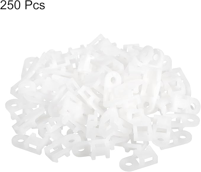 MECCANIXITY 250pcs Cable Tie Base Saddle Type Mount Wire Holder, 0.79"x0.38"x0.2" Wire Clips Organizer Holders Clamps for Electronic Wires, White 0.16"Dia
