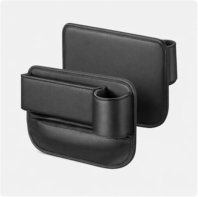 Car Seat Gap Filler Organizer with Cup Holder – Universal Car Seat Gap Storage Pocket – Prevent Phone Keys Coins Falling – Car Interior Accessories Black