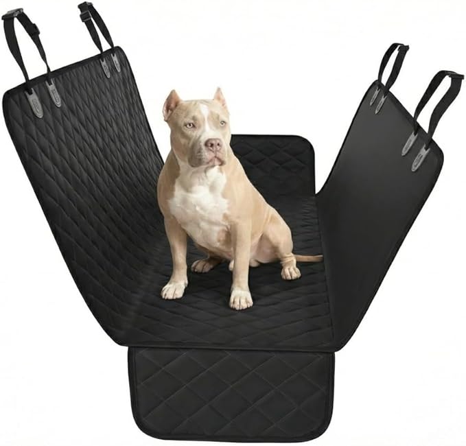 Active Pets Black Standard Dog Car Hammock Back Seat Cover, Waterproof Backseat Cover Protector for Truck Bench Rear of Sedans or SUVs, Essential Pet Supplies Vacuum or Wipe Clean, Machine Washable