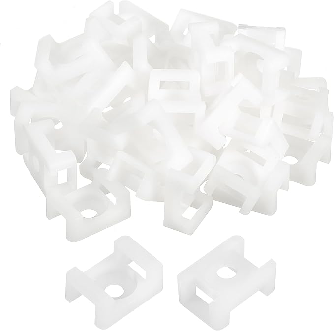 MECCANIXITY 500pcs Cable Tie Base Saddle Type Mount Wire Holder, 0.88"x0.63"x0.35" Wire Clips Organizer Holders Clamps for Electronic Wires, White 0.21"Dia