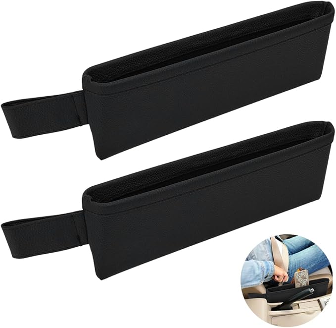PH PandaHall 2pcs Car Gap Filler Organizer Front Side Pocket Seats Cars Console Side Organizer Leather Seat Gap Storage Box Black Seat Catcher Holders for Holding Phone Key Sunglasses Wallet Cards