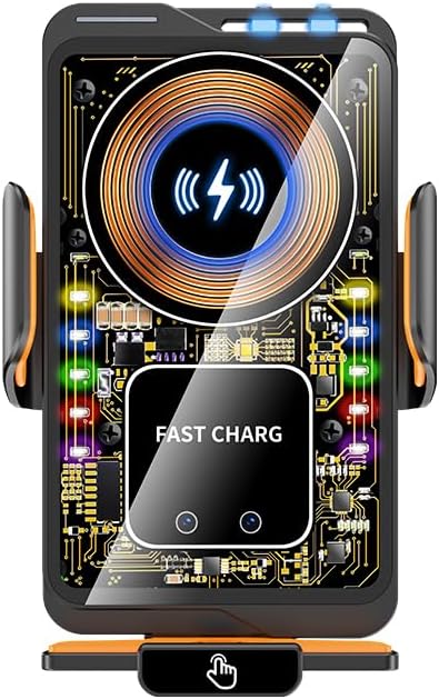 Wireless Car Charger & Phone Mount - 15W Auto-Clamping Air Vent Holder for iPhone 17/16/15/14, Samsung Galaxy S24/S23/S22, etc，66W High Power with Magnetic Suction Adapter (transparent white)