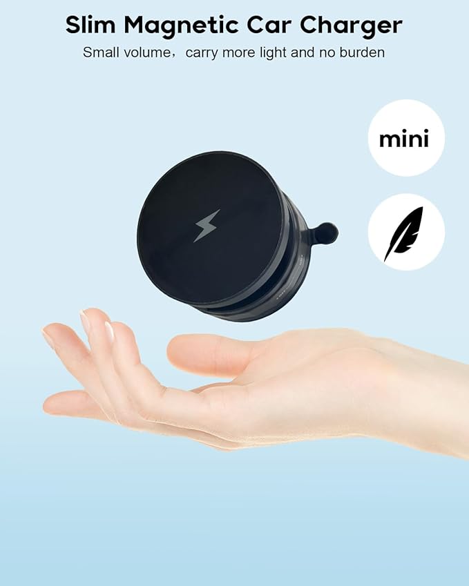 Wireless Car Charger,Strong Magnetic Phone Holder, [15W Wireless Faster Charging],360° Adjustable Foldable Phone Holder for Car/Mirror/Smooth Surface Compatible with iPhone 17 Pro Max/17 Air/16 Pro/15