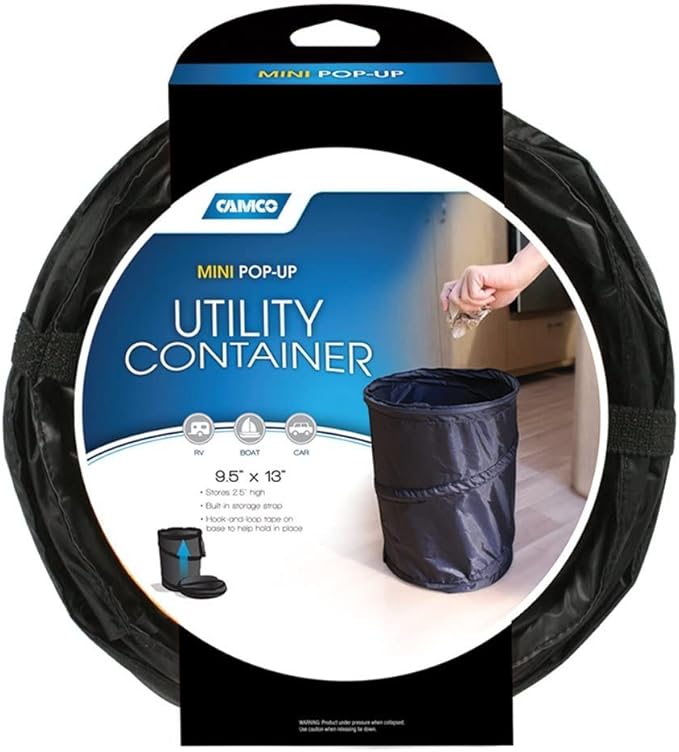 Camco 42903 RV Mini Pop-Up Utility Container, Black