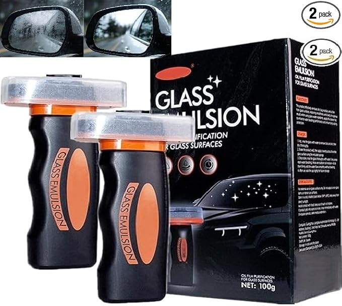 Car Glass Oil-Film Remover, Glass Emulsion Cleaner Cleaning Board, Automotive Oil Film Cleaning Brush for Car, Improve Windshield Clarity and, for Safe Driving (2 Pcs)