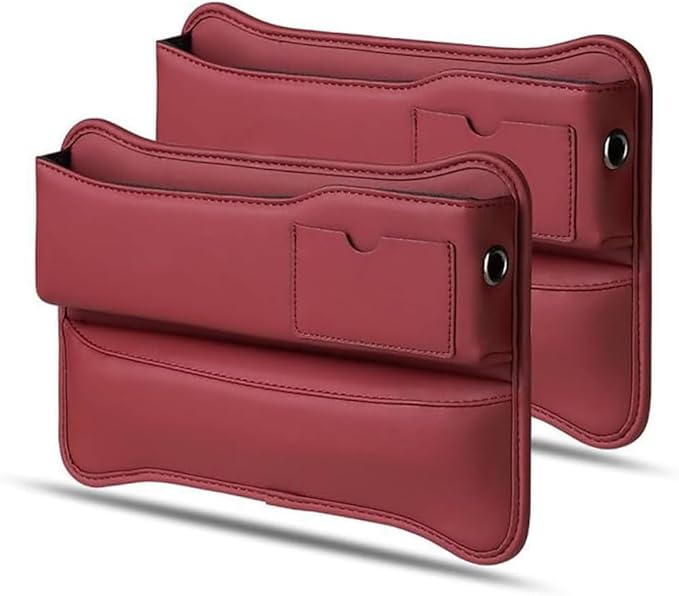 Car Seat Gap Filler Organizer for Mazda CX-5 1. Generation (KE) 2011-2023 2024, 2 Pcs PU Leather Front Seat Storage Box Console Side Pocket Organizer for Phone Glasses Key,C/Red