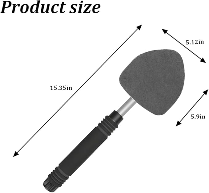 HZEL Car Windshield Cleaner Tool with Extendable Handle, Vehicle Glass Wiper Window Cleaning Tool with 2 Reusable Microfiber Pad, Auto Windscreen Detailing Cleaner Kit, Universal Fit (Triangle Gray)