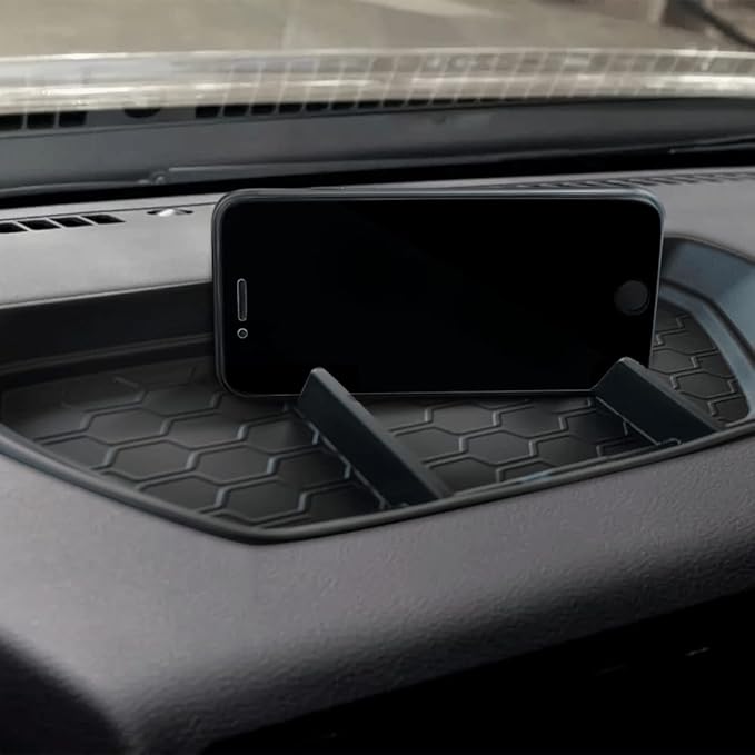Muslogy Compatible with Nissan Frontier 2024 2023 2022 Accessories Dashboard Insert Tray Storage Box Phone Holder Non-Slide Silicone Rubber Interior Organizer (Won't Fit 2025 Frontier)