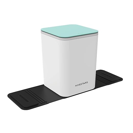 Ninestars Mini Car Trash Can with Press Lid, 3L / 0.79 Gallon Small Garbage Bin, Foldable Leak-Resistant Design with Weighted Non-Slip Base for Car Floor & Center Console (White & Green)