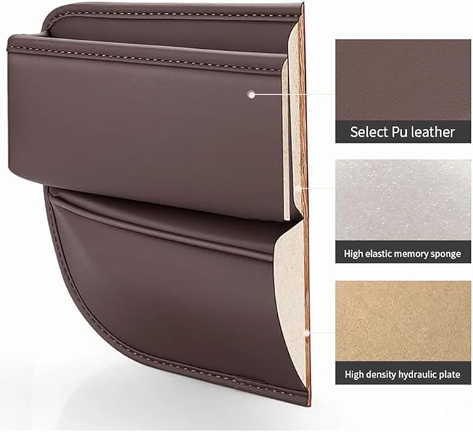Car Seat Gap Storage Organizer for Mini Countryman One/Cooper/Cooper S Seat Side Gap Filler Leak Proof Storage Organizer Leather Console Side Pocket Storage Box,Beige