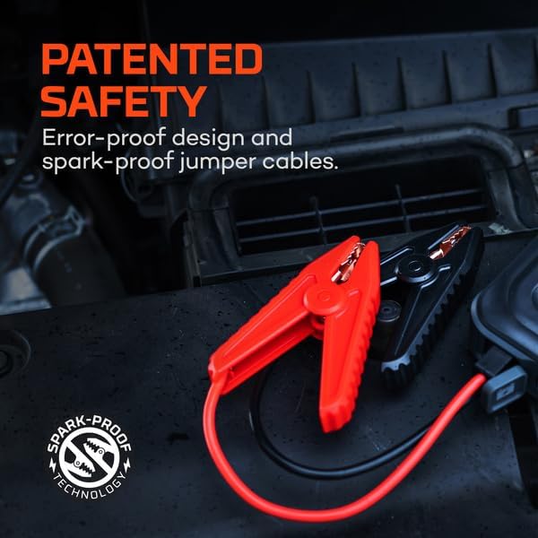 NEBO Assist 1000XP Portable Car Battery Jump Starter | 24.4Wh Power Supply Jump Box Restarts 12V Cars & ATVs, 25 Battery Boosts from 1 Charge, Integrated Emergency Floodlight, USB Ports, TSA Approved