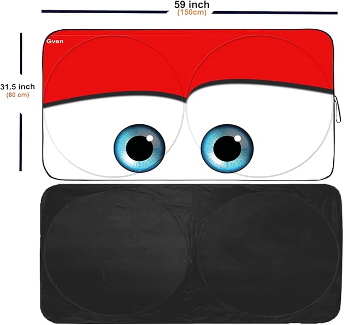Gven Windshield Sun Shade Universal Fit for Car Window Sunshades Cover Automotive Interior Sun Protector Accessories for Compact& Midsize Sedan,Com& Subcompact SUV,Small Pickup,Wagon(Red, S)
