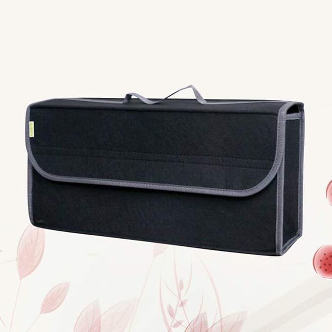 HOMSFOU Foldable Felt Car Trunk Organizer Bag Portable Vehicle Storage Pouch for Tools and Groceries 19.68X6.10X9.84 Inches Space Saving Driving Storage