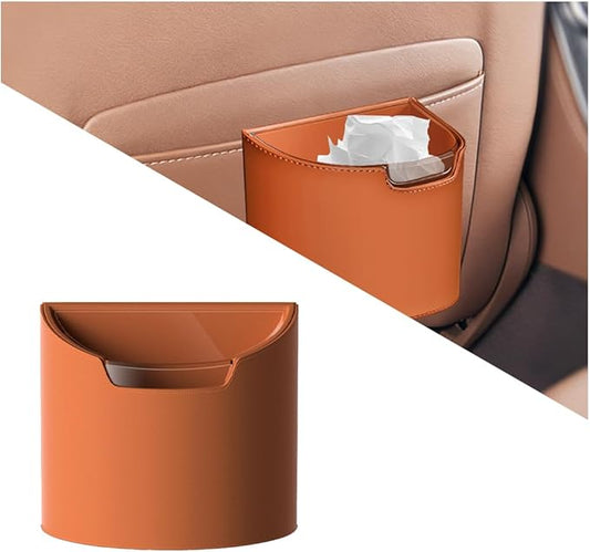 Car Trash Can, Multipurpose Leakproof Hanging Vehicle Garbage Can with Removable Liner, Waterproof Automotive Interior Dustbin Garbage Container, Universal for SUV Van Truck (Orange)