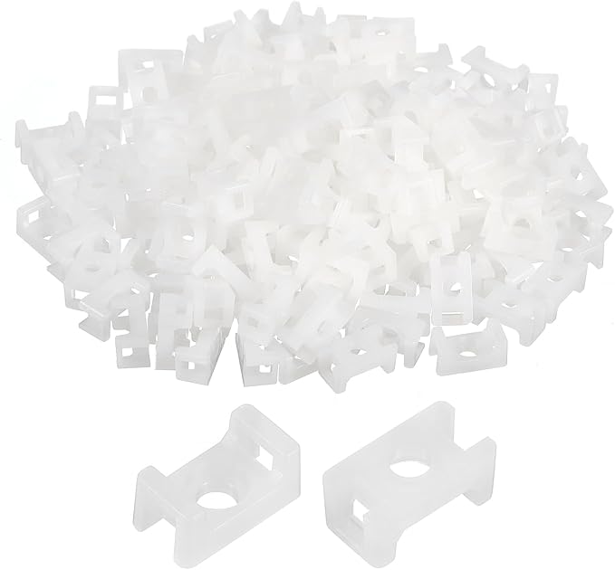 MECCANIXITY 500pcs Cable Tie Base Saddle Type Mount Wire Holder, 0.5"x0.28"x0.22" Wire Clips Organizer Holders Clamps for Electronic Wires, White 0.13"Dia