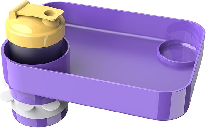 Kids Car Travel Tray Square for Kids Car Seat Snacks Trays, Car Seat Tray with Cup Holders for Toddler, Stroller, Tesla Travel Must Have (purple)