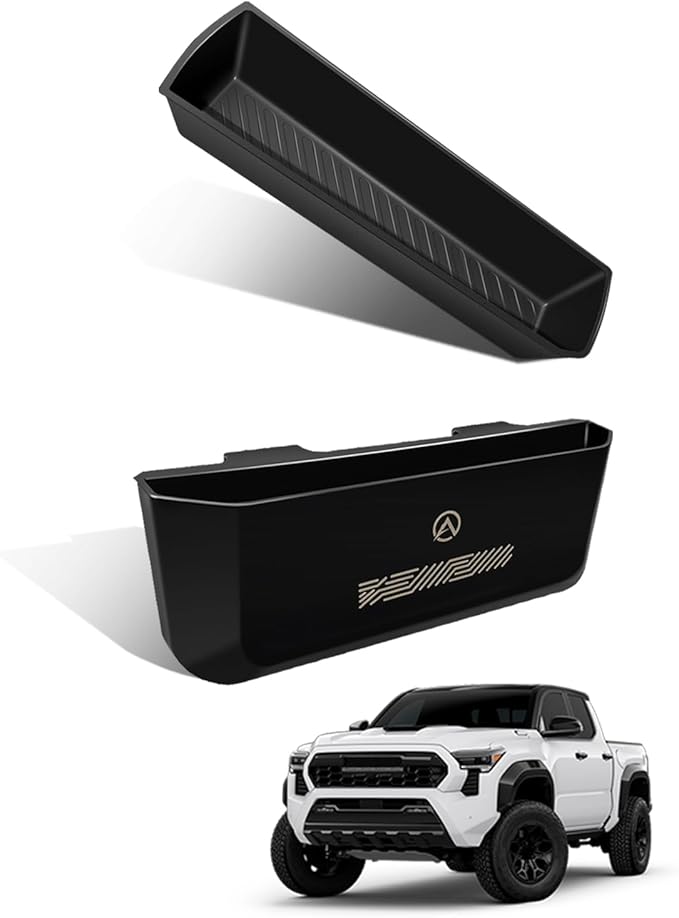 Muslogy Center Console Organizer Compatible with 2024 2025 2026 Toyota Tacoma Accessories Middle Console Gear Shift Silicone Insert Beside Handbrake & Passenger Side Hanging Storage Box 2PCS (B Style)