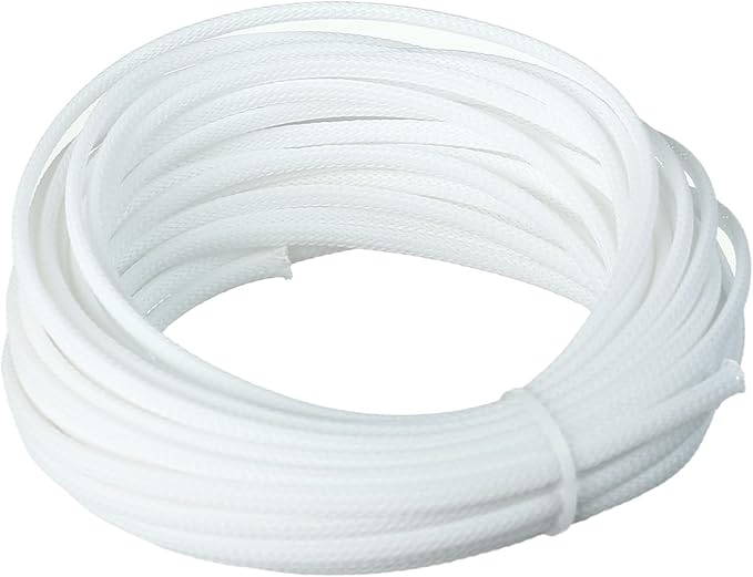 Aicosineg 32.81ft PET Flexible Braided Cable Sleeve 0.16inch Width Wire Loom Sleeving and Organizer Flexible Wire Mesh Sleeve Wrap Protector for TV Audio PC Cords from Pets Chewing White