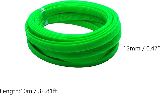 Aicosineg 32.8ft PET Flexible Braided Cable Sleeve 0.44inch Width Wire Loom Sleeving and Organizer Flexible Wire Mesh Sleeve for TV Audio PC Cords from Pets Chewing Green