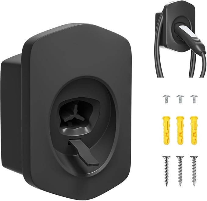 Tesla Charger Holder Charging Cable Organizer Fit for Model 3/Y/S/X NACS Electric Vehicle Holder & Wallbox Accessories Black