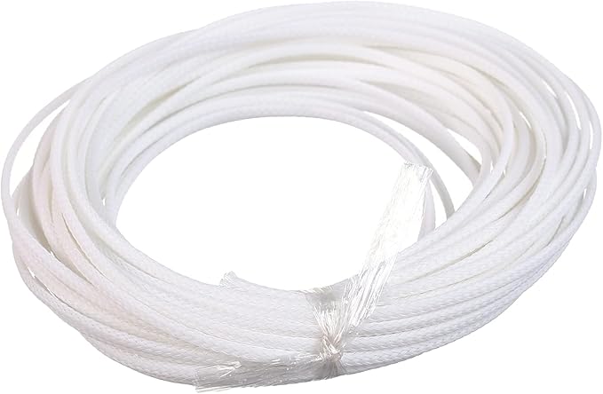 Aicosineg 32.81FT PET Braid Cable Sleeving Flexible Wire Mesh Sleeve Wire Braided Protective Sleeve 0.13in Wrap Protector for Power Cord Protection Flame Retardant Cable Manage White