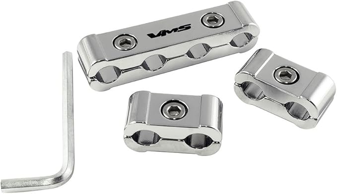 VMS RACING 3pc piece CHROME Billet Aluminum Spark Plug Cables WIRE SEPARATORS Dividers Organizers Holders Kit Set Compatible with V4 V6 V8 Engine 8mm 9mm 10mm wires