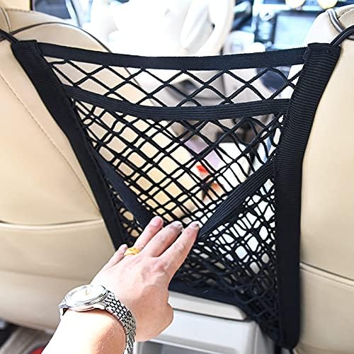 OUTMX Dog Car Net Barrier for Jeep Compass 2017 2018-2021 2022 2023 2024, Pet Barrier with Car Mesh Organizer for Dog & Child Safety Divider with Storage Pouch