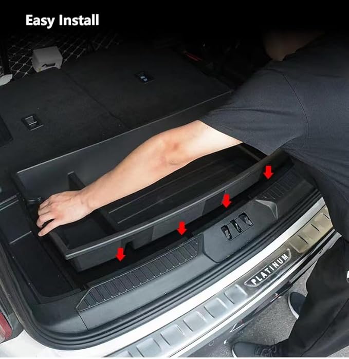 For 2020-2024 Ford Explorer Trunk Hidden Organizer, SUV Insert Cargo Rear Hatch Storage Box, Extra Space fits Explorer Under Cargo Floor Storage Accessories