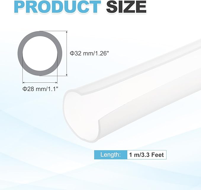 MECCANIXITY 1 m Split Silicone Cable Sleeve Tubing, ID 28mm Clear Split Silicone Tube Cord Organizer Wire Shielding Sheathing Wrap for USB Charge Power Cord Audio Video Cable