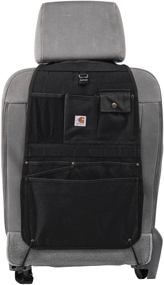 Carhartt Universal Nylon Duck Automotive Seat Back Organizer, Organization for Work and Kids, Black