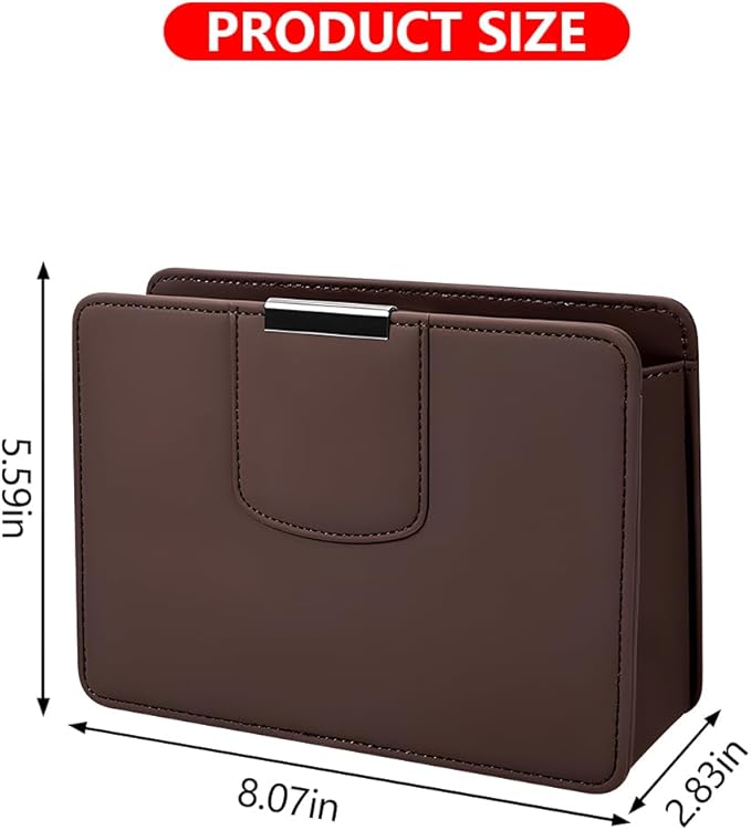 Car Trash Can, Leather Auto Garbage Bin, Magnetic Litter Storage Container, Mini Portable Foldable Vehicle Interior Hanging Dustbin Accessories, Universal for SUV, Truck, RV（Brown）