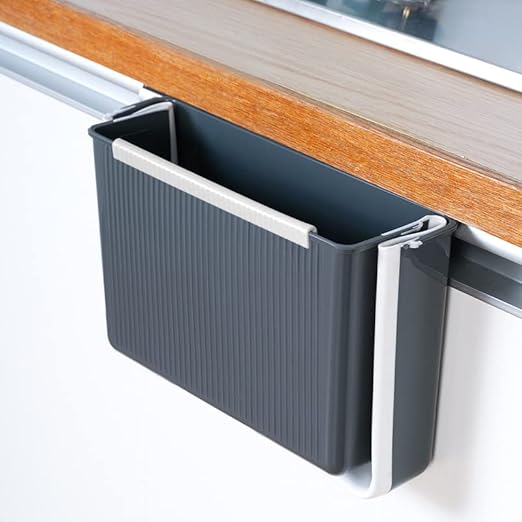 Hanging Kitchen Trash Can, Kitchen Trash Can Foldable, 3L Collapsible Hanging Small Garbage for Cabinet/Car/Bedroom/Bathroom(Gray)
