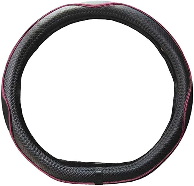 Mayco Bell Flat Bottom Steering Wheel Cover Anti-Slip,Safety,Soft,Breathable,Durable,Full Surround,Comfortable Grip Microfiber Leather (D Shape, Black Pink)