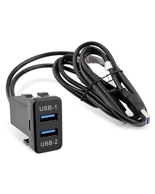 Dual USB 3.0 Car Dash Flush Mount Extension Cable, Length 3.3FT (1M) Fit for Toyota, Size 1.6”x0.9”x2.3” (Type B)