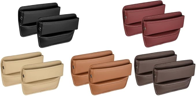 Riloer Car Organizers for Gap Leather Waterproof Car Seat Gap Fillers for Cars, Suvs, Trucks, Front Seat Gap Fillers for Phones, Keys, Cards, Glasses, Black