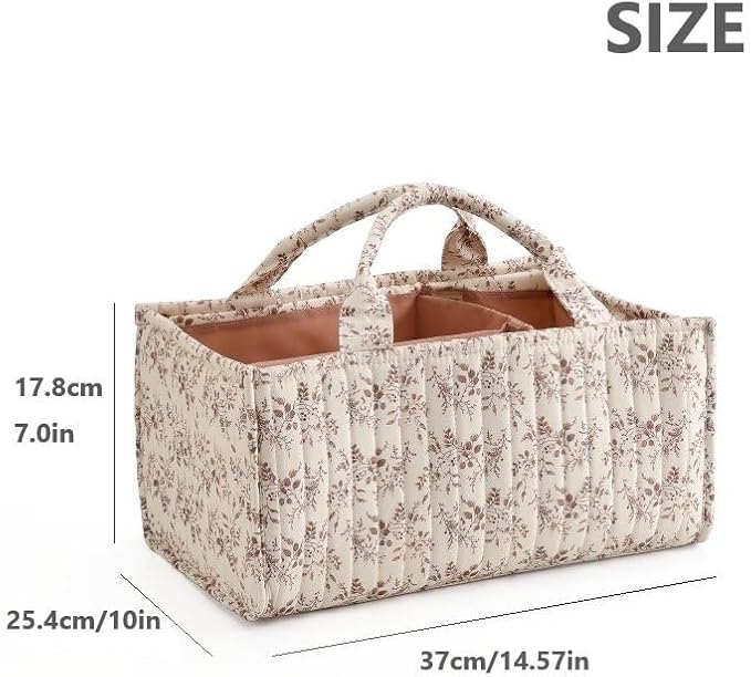 Diaper Caddy Organizer,Cute Floral Nursery Storage Basket,Soft Portable Changing Table Car Caddy Organizer Gift (Floral B)