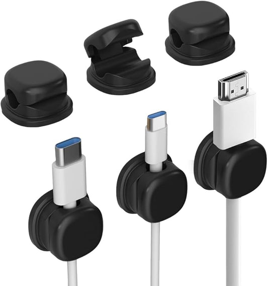 Cord Organizer Holder, 2025 New Desk Cable Management, Cable Clips Organize Phone Charging Cords Holder Organizer Neatly for Home Office Car Desk Nightstand (Black, 12 Pack)