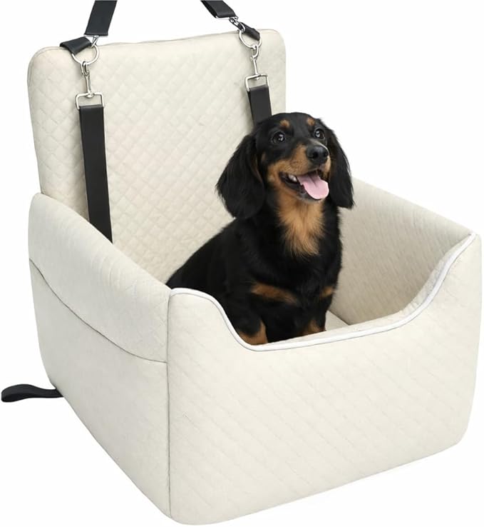 ALL GOOD PET SUPPLIES Dog Car Seat for Small/Medium Dogs Under 35lbs, Soft Booster Car Seat with Detachable Washable Cover and Cushion, Puppy Dog Car Bed