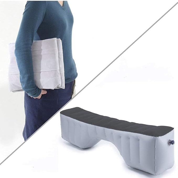 Auto Inflatable Car Travel Mattress Back Seat Gap Pad Air Bed Cushion Camping Air Couch (Light Grey)
