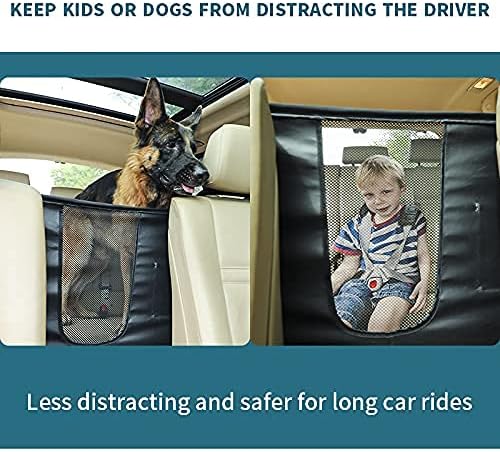 Petsfit Dog Car Barrier Vehicle Pet Barrier Backseat Mesh Dog Car Divider Net with Adjusting Rope, Sturdy Hook and 3 Storage Pockets Suitable for SUV Pickup Cars