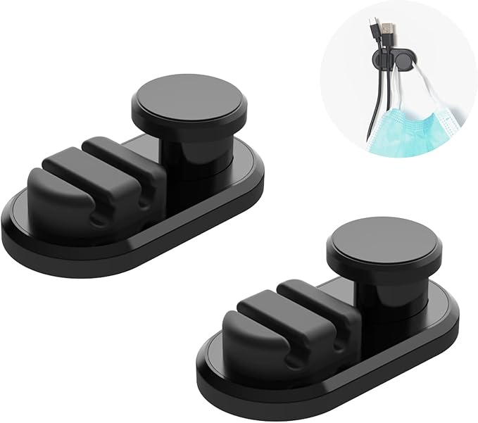Car Dashboard Hook Holder for Key, Charging Cable, Data Cable,Earphone Cable,Bag and Mask, Phone Cord Organizer Stick on Dashboard,Hanging Hooks, Holder, Organizer, Winder for Car,Door and Wall(2PCS)