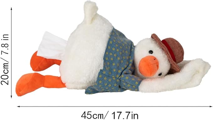 Tissue Box Cover Plush Tissue Box Holder for Car, Home, Decorative Holder/Organizer for Bathroom Vanity Countertop, Nightstands, Office Desk-Duck