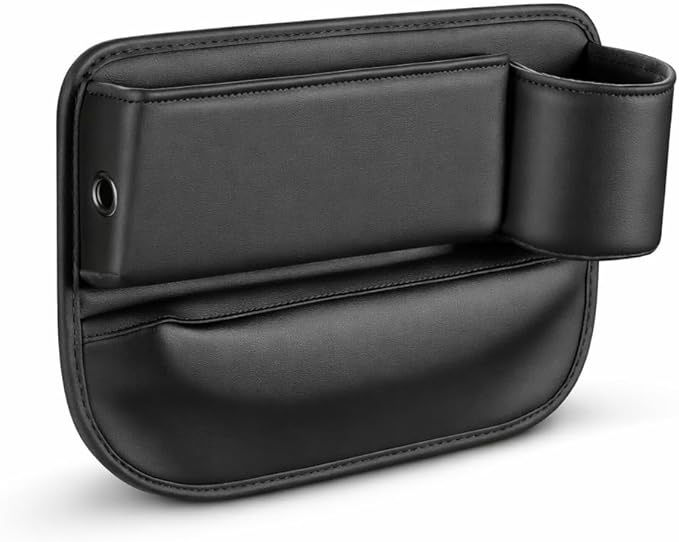 Car Seat Gap Filler Organizer with Cup Holder – Universal Car Seat Gap Storage Pocket – Prevent Phone Keys Coins Falling – Car Interior Accessories Black