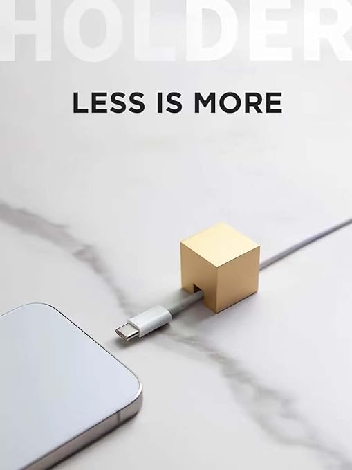 Golden Stainless Steel Cable Clips, Cord Organizer Cable Management, USB Cable Holder Wire,Wire Organizer for Desk,Nightstand and Office Cable Management，Not Magnetic (Frosted Gold 2pc)