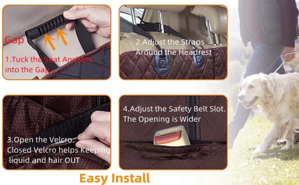 ANOSOSPECIAL Dog Car Seat Cover for Back Seat Cover for Kids,Non Stick Fur Rear Seat Protector for Pet,Nonslip Waterproof Universal Fit Interior for Auto SUV(XL, Coffee Brown)