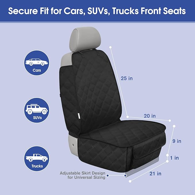 ALLANSING Front Seat Cover for Dogs with Side Flaps, Heavy Duty 900D Waterproof Car Seat Cover, Protects from Dirt & Scratches, for Pets & Daily Use, Fits Cars SUV Trucks Minivans (1-Pack)