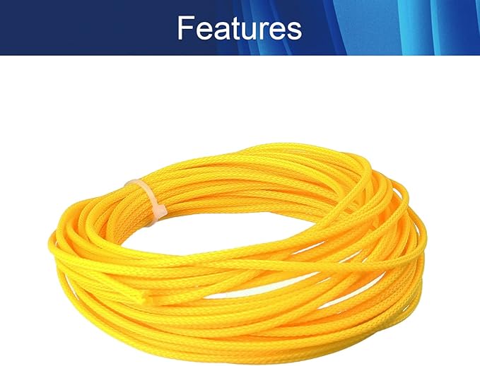 Aicosineg 32.81ft PET Flexible Braided Cable Sleeve 0.12inch Width Wire Loom Sleeving and Organizer Flexible Wire Mesh Sleeve Wrap Protector for TV Audio PC Cords from Pets Chewing Yellow